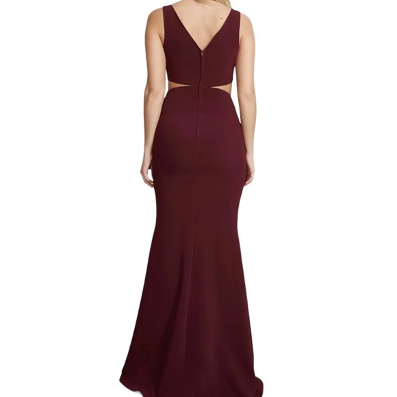 ARTI GOGNA Burgundy Prom Formal Dress Cut Out Sides Floor Length Sleeveless L - Picture 1 of 10